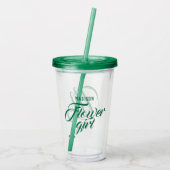 Bloemenmeisje naam groen script bruids huwelijksge acryl drinkbeker (Achterkant)