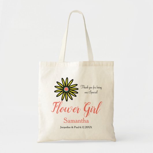 Bloemenmeisje Naam Koraal Geel Bloem Tote Bag (Voorkant)