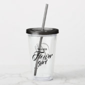 Bloemenmeisje Name Black Minimal Modern Wedding Gi Acryl Drinkbeker (Achterkant)