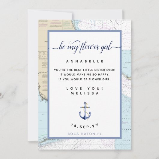 Bloemenmeisje Nautical #Wedding | Zuid-Florida Kaart (Voorkant)