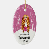 Bloemenmeisje of Bridesmaid Pink Redhead Wedding Keramisch Ornament (Rechts)