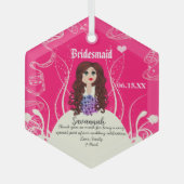 Bloemenmeisje of Bridesmaid Wedding Keepslag Glas Ornament (Voorkant)