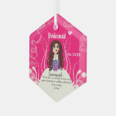 Bloemenmeisje of Bridesmaid Wedding Keepslag Glas Ornament (Voorkant links)