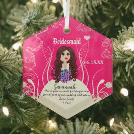 Bloemenmeisje of Bridesmaid Wedding Keepslag Glas Ornament