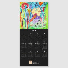 Bloemenmeisje Oil Pastel Art Calendar Magnetische