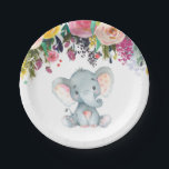 Bloemenmeisje olifant Baby shower roze papier Bord<br><div class="desc">Bloemenmeisje olifant Baby shower roze papier Bord</div>