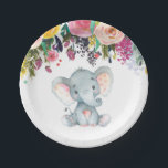 Bloemenmeisje olifant Baby shower roze papier Bord<br><div class="desc">Bloemenmeisje olifant Baby shower roze papier Bord</div>