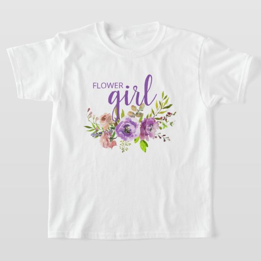 Bloemenmeisje Paarse Bloemige Trouw T-Shirt (Laagn)