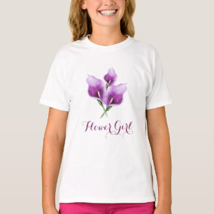 Bloemenmeisje Paarse Calla Lily Waterverf Bloemen T-shirt