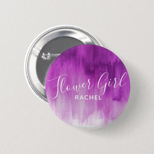 Bloemenmeisje paarse mauve abstracte kunst bruilof ronde button 5,7 cm (Voorkant /achterkant)