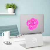 Bloemenmeisje Paarse Roze Rose Gepersonaliseerde N Sticker (Laptop op bureau)