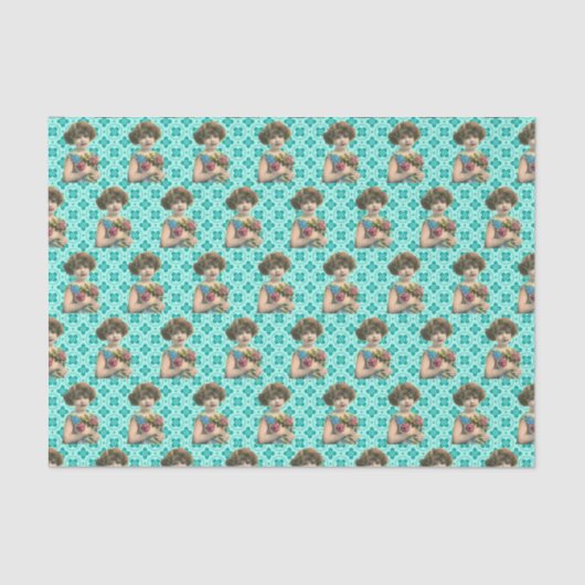 Bloemenmeisje Patroon Tissuepapier (Voorkant)