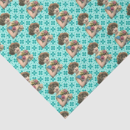 Bloemenmeisje Patroon Tissuepapier (Detail)