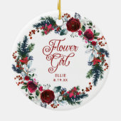 Bloemenmeisje Personal Gift Waterverf Floral Keramisch Ornament (Achterkant)