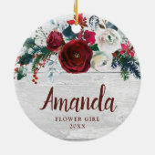 Bloemenmeisje Persoonlijke Bourgogne Rozen Kerstmi Keramisch Ornament (Achterkant)