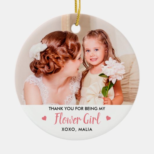 Bloemenmeisje Persoonlijke foto van Bridal Keramisch Ornament (Voorkant)