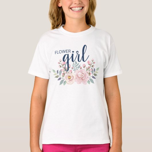 Bloemenmeisje Pink Florl Wedding T-Shirt (Voorkant)