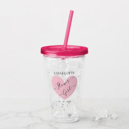 Bloemenmeisje Pink Heart Bridal Party - Gepersonal Acryl Drinkbeker
