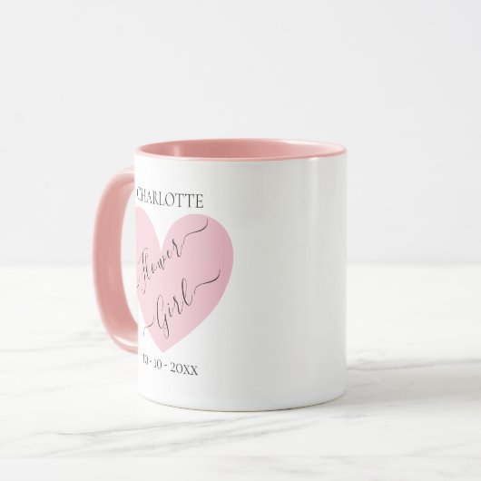 Bloemenmeisje Pink Heart Bridal Party - Gepersonal Mok (Voorkant links)