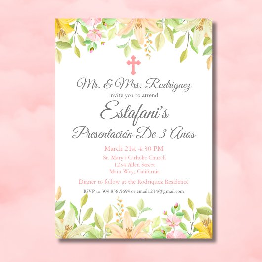 Bloemenmeisje Presentación 3 Años Mexicaans 3 Jaar Kaart