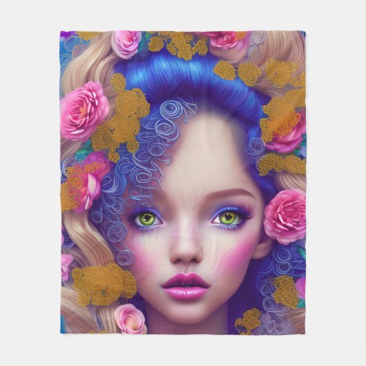Bloemenmeisje Princess Geïnspireerd door de Oekraï Fleece Deken (Voorkant)
