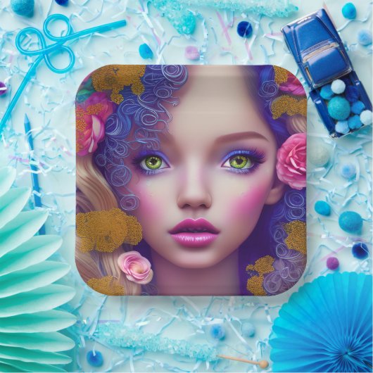 Bloemenmeisje Princess Geïnspireerd door de Oekraï Papieren Bordje (Feest)