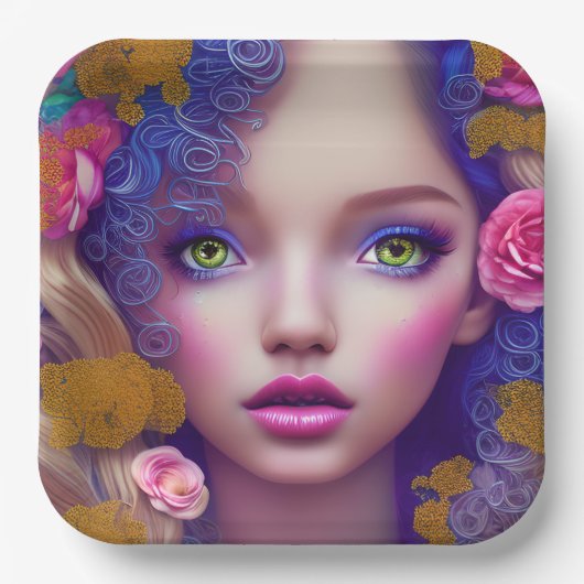 Bloemenmeisje Princess Geïnspireerd door de Oekraï Papieren Bordje (Voorkant)