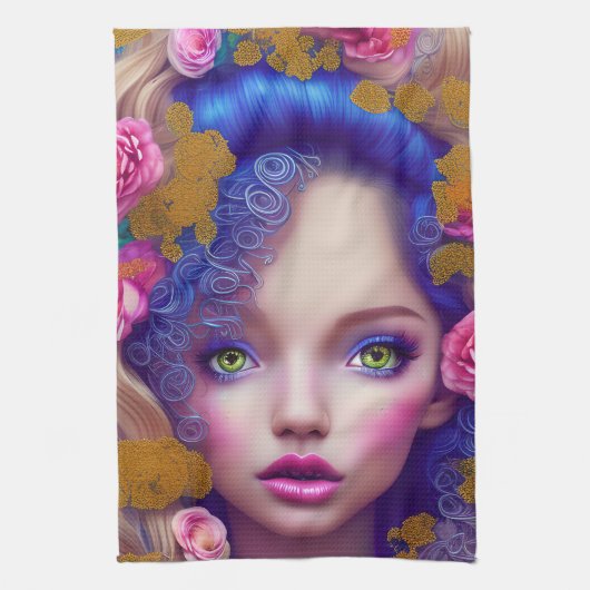 Bloemenmeisje Princess Geïnspireerd door de Oekraï Theedoek (Verticaal)