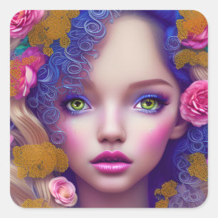 Bloemenmeisje Princess Geïnspireerd door de Oekraï Vierkante Sticker