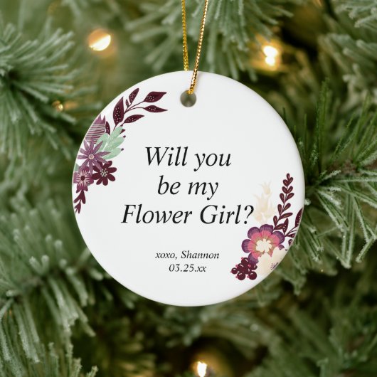 Bloemenmeisje proposal Personalized Jr. Bridesmaid Keramisch Ornament (Boom)