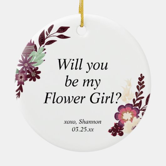 Bloemenmeisje proposal Personalized Jr. Bridesmaid Keramisch Ornament (Achterkant)