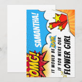 Bloemenmeisje Proposal - Superhero Theme Kaart (Voorkant / Achterkant)