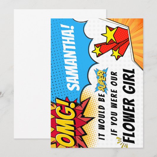 Bloemenmeisje Proposal - Superhero Theme Kaart (Voorkant / Achterkant)