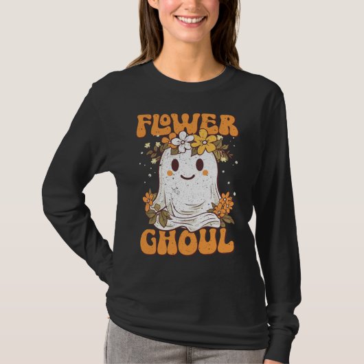 Bloemenmeisje Pun Schattige Ghost Funny Halloween  T-shirt (Voorkant)