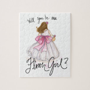bloemenmeisje? Puzzle Brunette Girl Legpuzzel