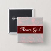 "Bloemenmeisje" - Red Rose Bouquet (2) Vierkante Button 5,1 Cm (Voorkant /achterkant)