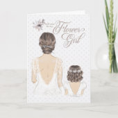 Bloemenmeisje Request Wedding Bride and Girl Taupe Kaart (Voorkant)