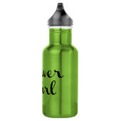 Bloemenmeisje Retro Script Black op groen Waterfles (Rechts)