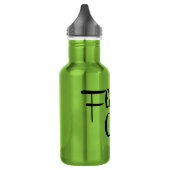 Bloemenmeisje Retro Script Black op groen Waterfles (Links)