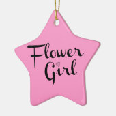 Bloemenmeisje Retro Script Black op roze Keramisch Ornament (Links)