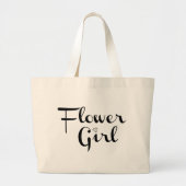 Bloemenmeisje Retro Script Black op wit Grote Tote Bag (Voorkant)
