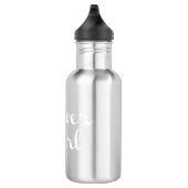 Bloemenmeisje Retro Script White op grijs Waterfles (Rechts)