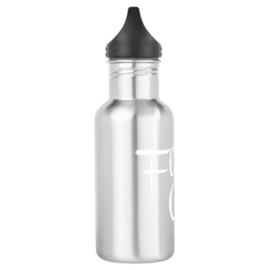 Bloemenmeisje Retro Script White op grijs Waterfles (Links)