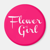 Bloemenmeisje Retro Script White op Hot Pink Magneet (Voorkant)