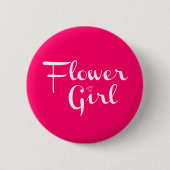 Bloemenmeisje Retro Script White op Hot Pink Ronde Button 5,7 Cm (Voorkant)
