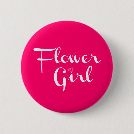 Bloemenmeisje Retro Script White op Hot Pink Ronde Button 5,7 Cm