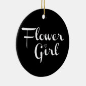 Bloemenmeisje Retro Script White op zwart Keramisch Ornament (Rechts)