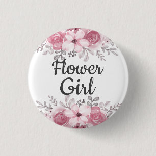 Bloemenmeisje  ronde button 3,2 cm