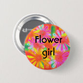 bloemenmeisje ronde button 5,7 cm (Voorkant /achterkant)