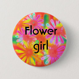 bloemenmeisje ronde button 5,7 cm